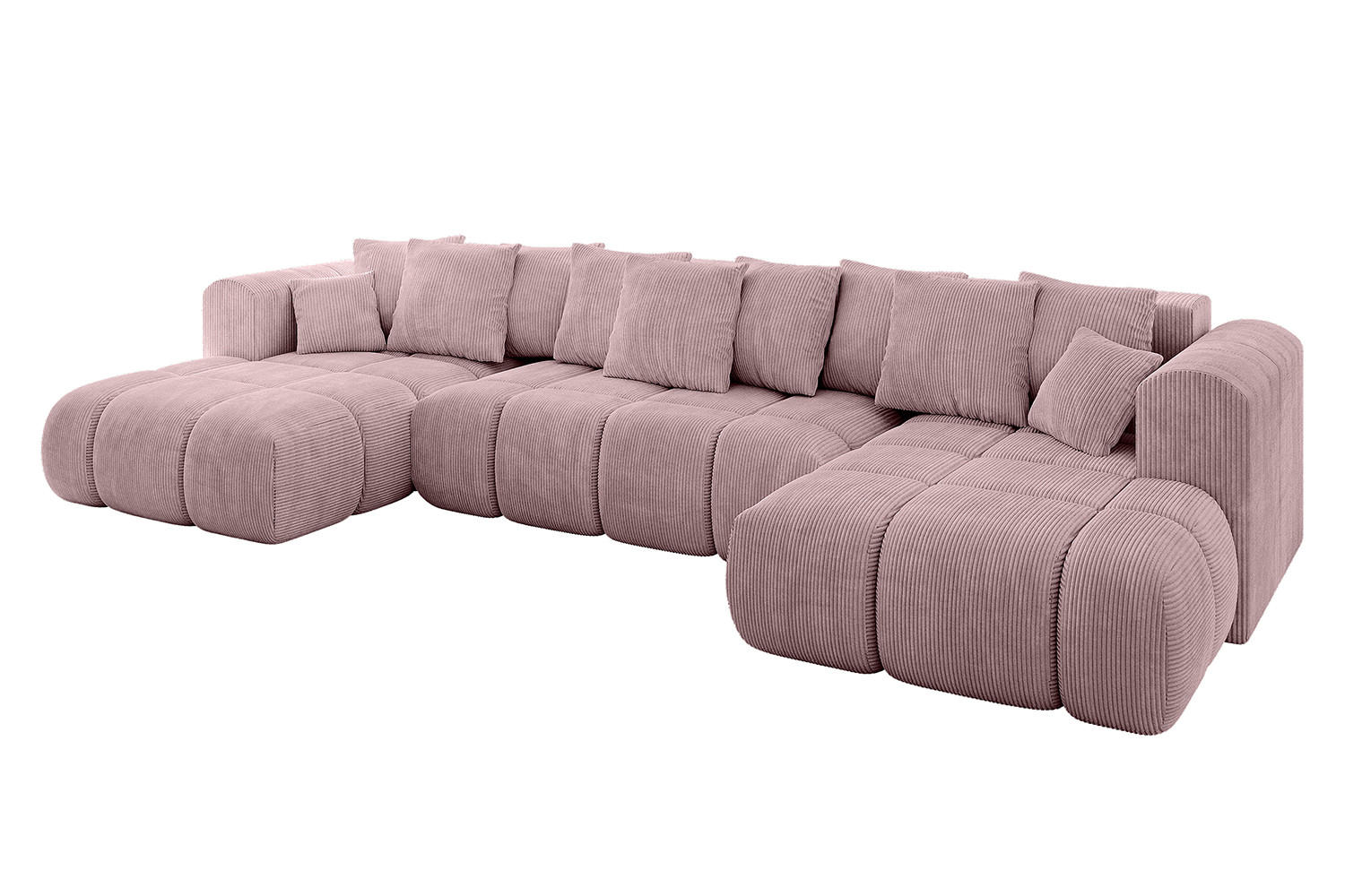 WOHNLANDSCHAFT Ottomane Links CLOUD-U-v1 414x180x40 Rosa Cord - Rosa, Holzwerkstoff/Kunststoff (414/90/180cm) - ALTDECOR