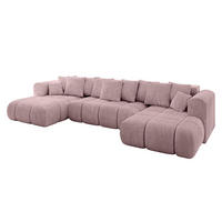WOHNLANDSCHAFT Ottomane Links CLOUD-U-v1 414x180x40 Rosa Cord - Rosa, Holzwerkstoff/Kunststoff (414/90/180cm) - ALTDECOR