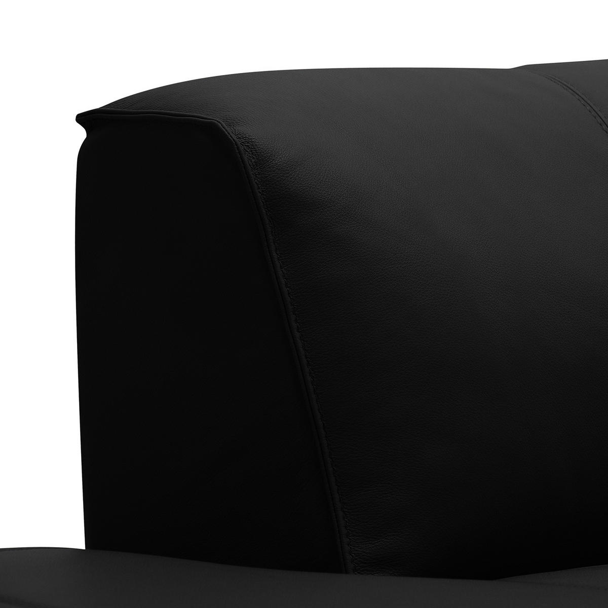 WOHNLANDSCHAFT mit Longchair - Schwarz, Leder/Kunststoff (325/71/235cm) - home24