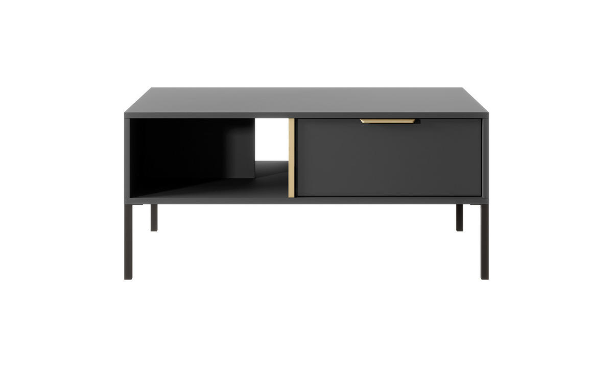 COUCHTISCH Valdi H 97 cm Anthrazit / Gold - mit 2 Schubladen i offener Nische - Anthrazit/Gelb, Holz/Holzwerkstoff (60/97/44cm) - Ravio
