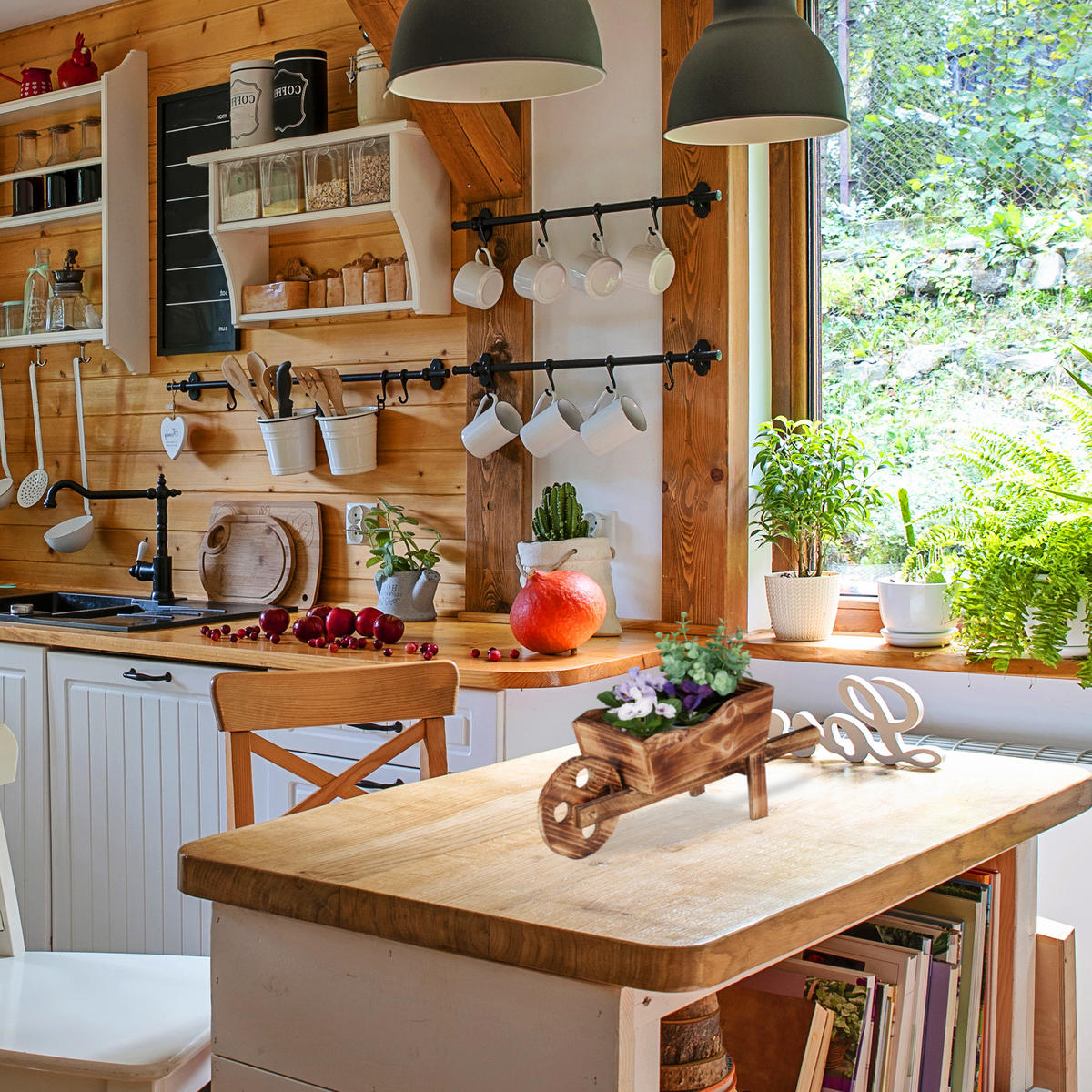 PFLANZSCHUBKARRE - Braun, Holz (47/19/15cm) - Relaxdays