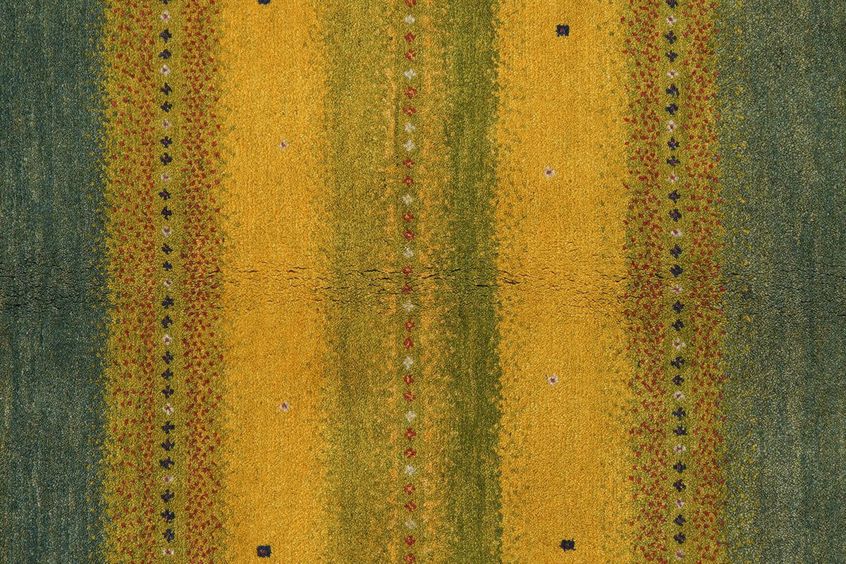 GABBEH-TEPPICH handgeknüpft Rizbaf Grün 199/155 cm Schurwolle - Grün, Textil (155/199cm) - Looma