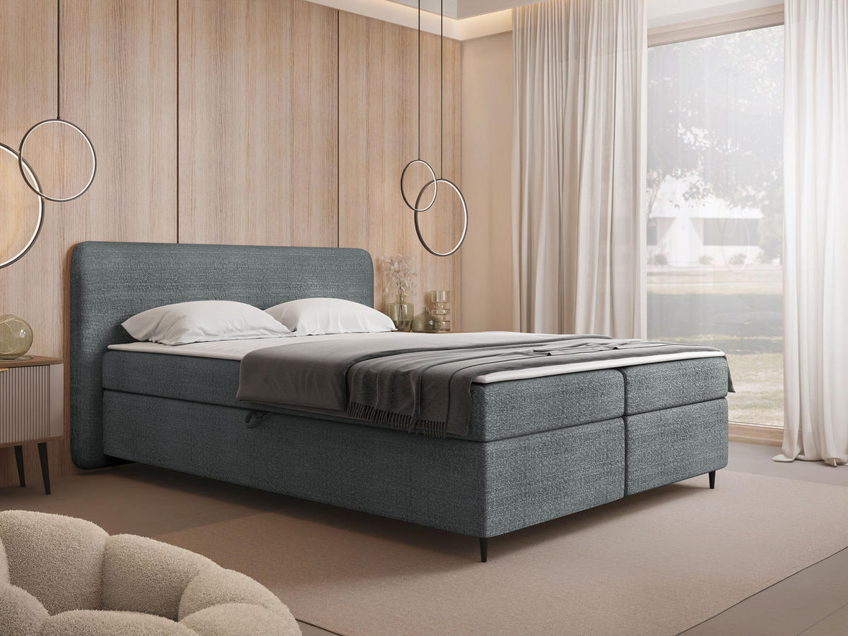 BOXBETT Boho II - Schwarz/Grau, Holz/Holzwerkstoff (160/200cm) - MIRJAN24