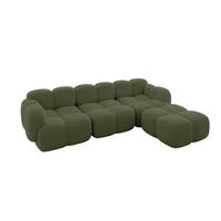 ECKSOFA modulares Sofa Rechts Miko-L2 302x205x75 Grün Bouclé - Smaragdgrün/Schwarz, Holzwerkstoff/Kunststoff (302/205cm) - ALTDECOR
