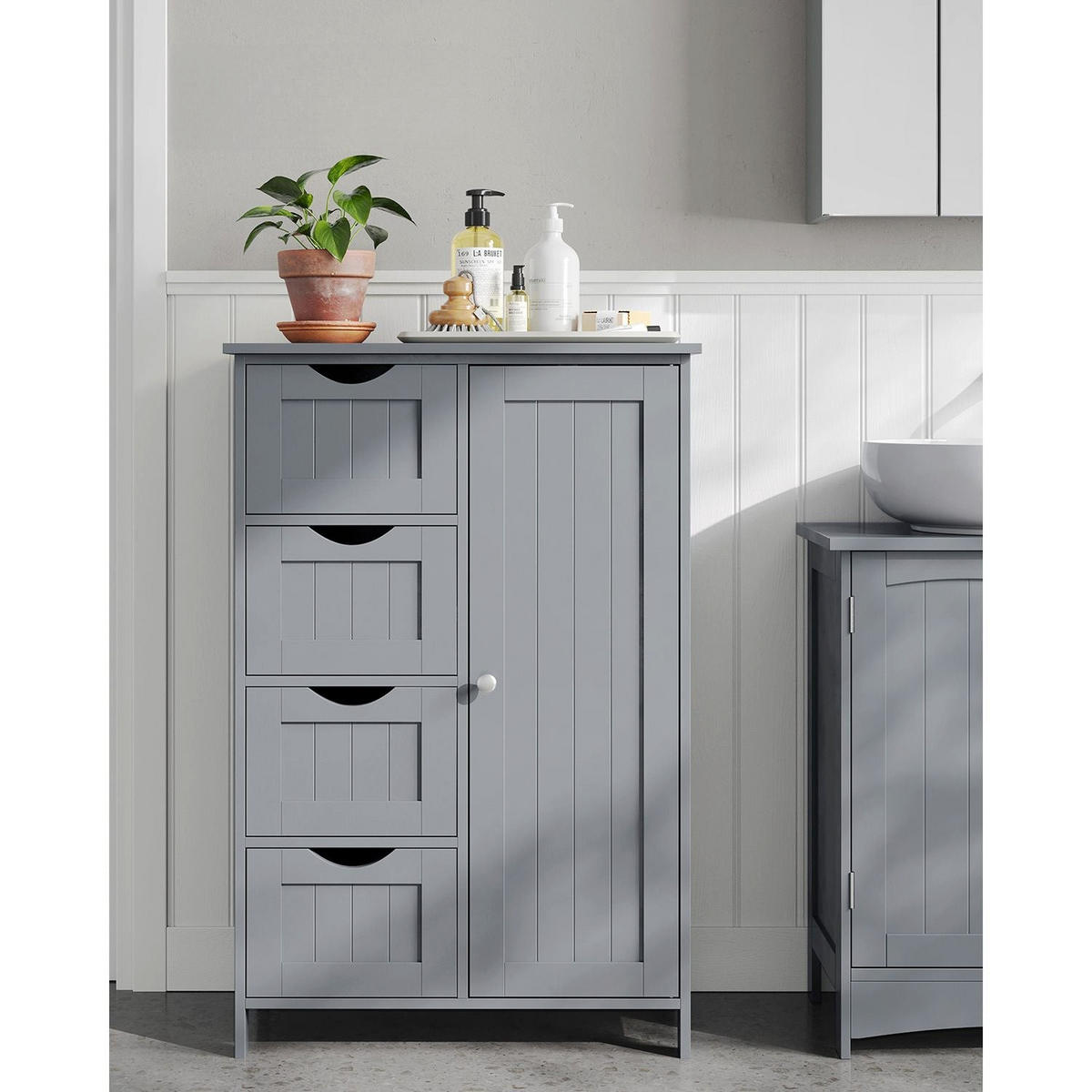 BADEZIMMERSCHRANK VIENTIANE - Grau, Holzwerkstoff (55/82/30cm) - Hansiro