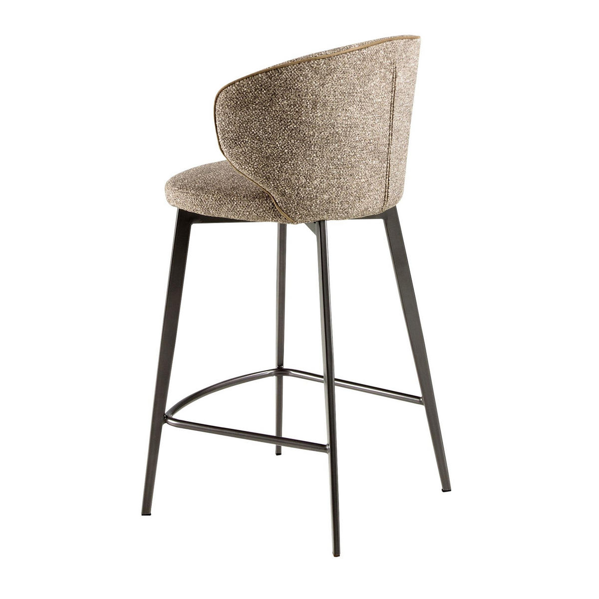 BARHOCKER Hocker mit meliertem braunem Stoffbezug 52/48/92cm - Ecru/Beige, Textil/Metall (52/92/48cm) - ANGEL CERDA