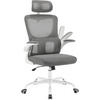 BÜROSTUHL ergonomisch, Netzstoff, Grau - Schwarz/Grau, Kunststoff/Textil (62/116/69.5cm) - Woltu
