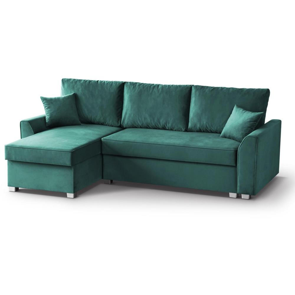 ECKSCHLAFSOFA Teramo grün - Schwarz/Grün, Kunststoff/Textil (235/150cm) - Beautysofa