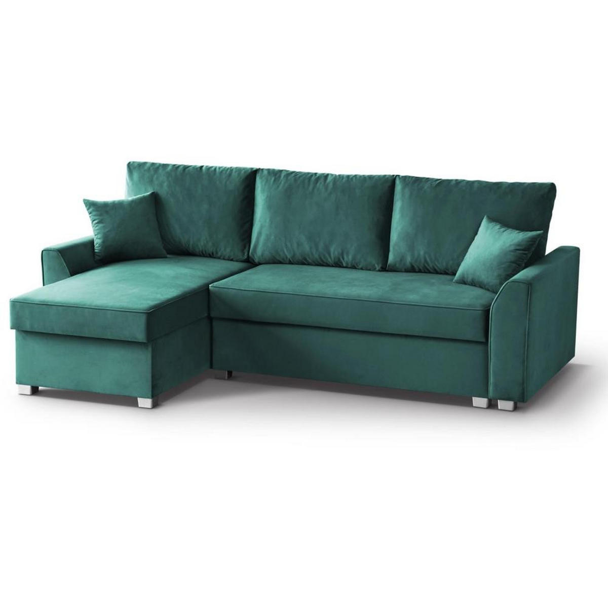 ECKSCHLAFSOFA Teramo grün - Schwarz/Grün, Kunststoff/Textil (235/150cm) - Beautysofa