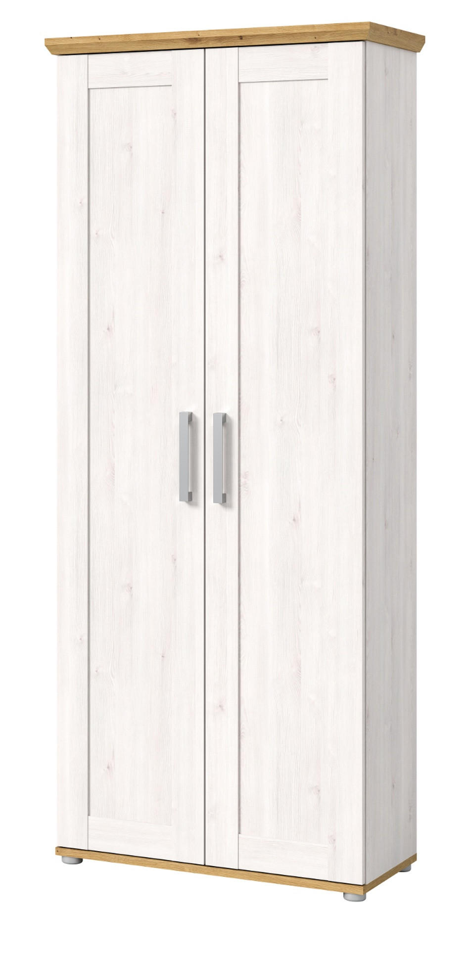 GARDEROBENSCHRANK weiß Lärche 80 cm, Flurschrank im Landhaus-Stil - Silberfarben/Weiß, Holzwerkstoff/Kunststoff (80/196/39cm) - Inn.Furn