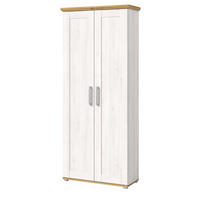 GARDEROBENSCHRANK weiß Lärche 80 cm, Flurschrank im Landhaus-Stil - Silberfarben/Weiß, Holzwerkstoff/Kunststoff (80/196/39cm) - Inn.Furn