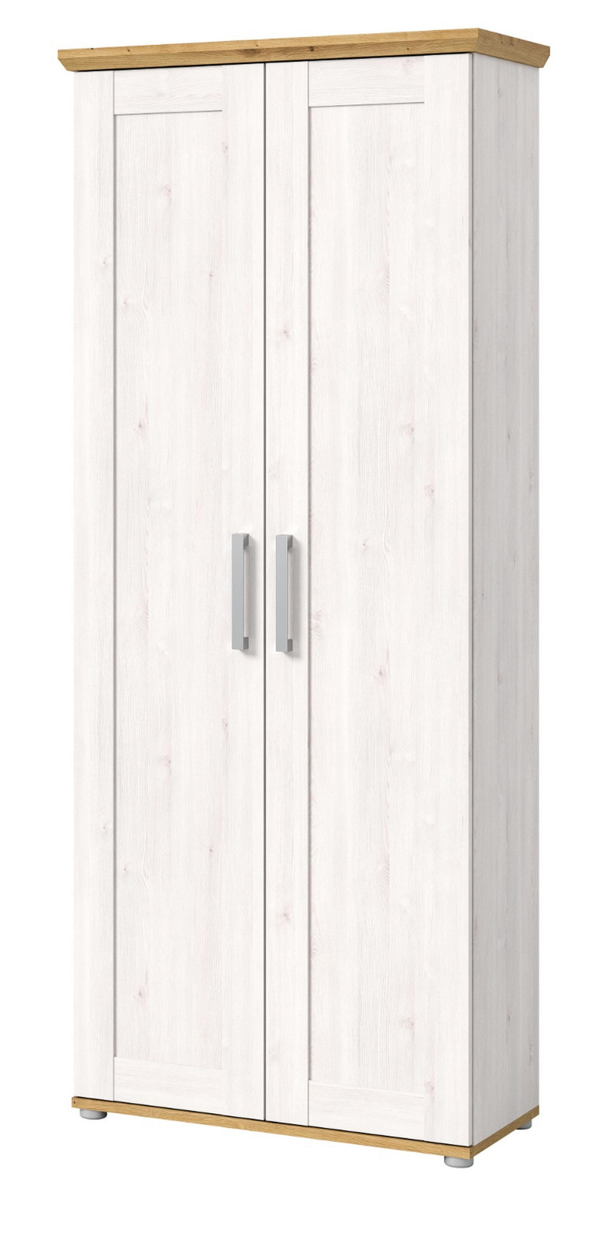 GARDEROBENSCHRANK weiß Lärche 80 cm, Flurschrank im Landhaus-Stil - Silberfarben/Weiß, Holzwerkstoff/Kunststoff (80/196/39cm) - Inn.Furn