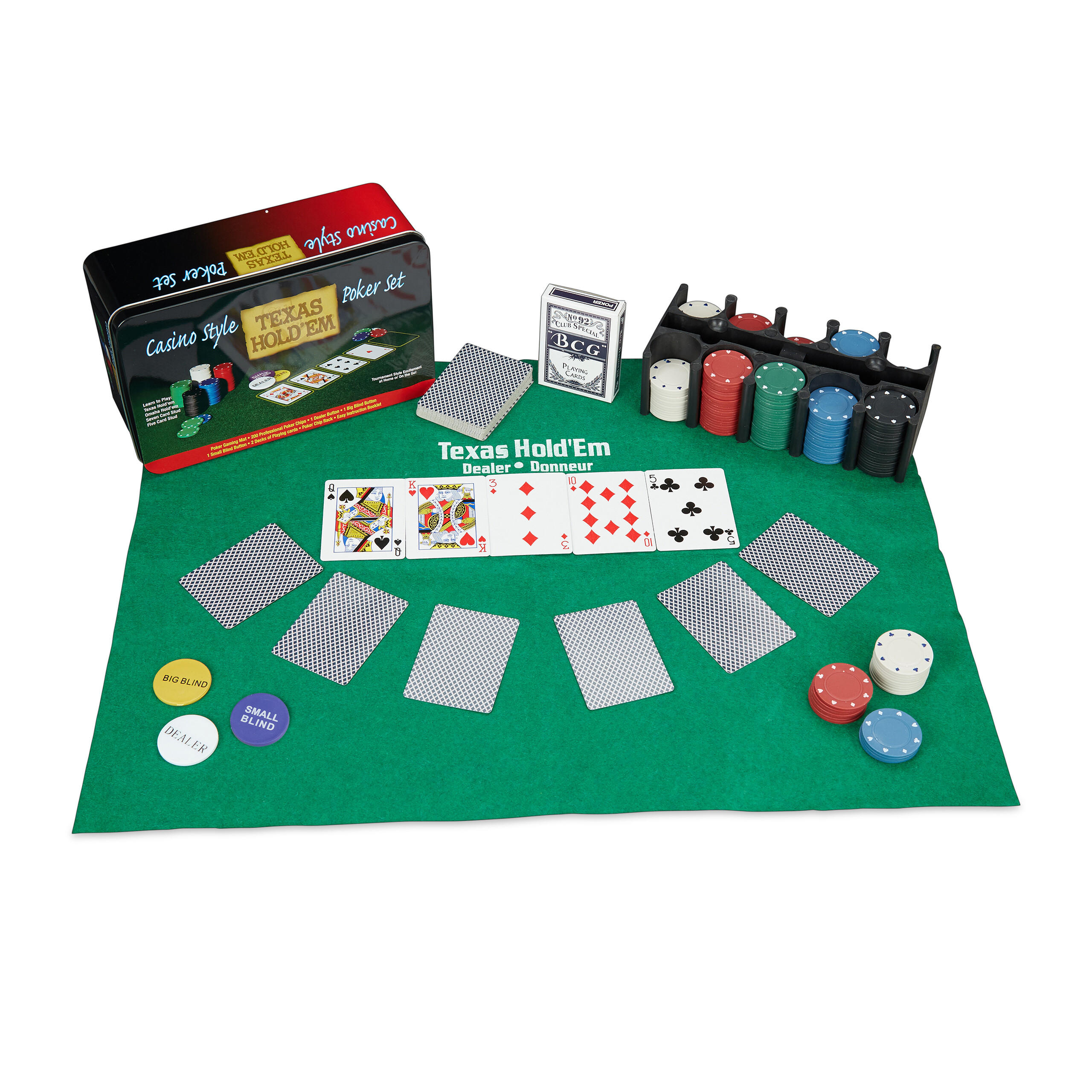 POKERSET - Grün, Papier/Kunststoff (24/15cm) - Relaxdays