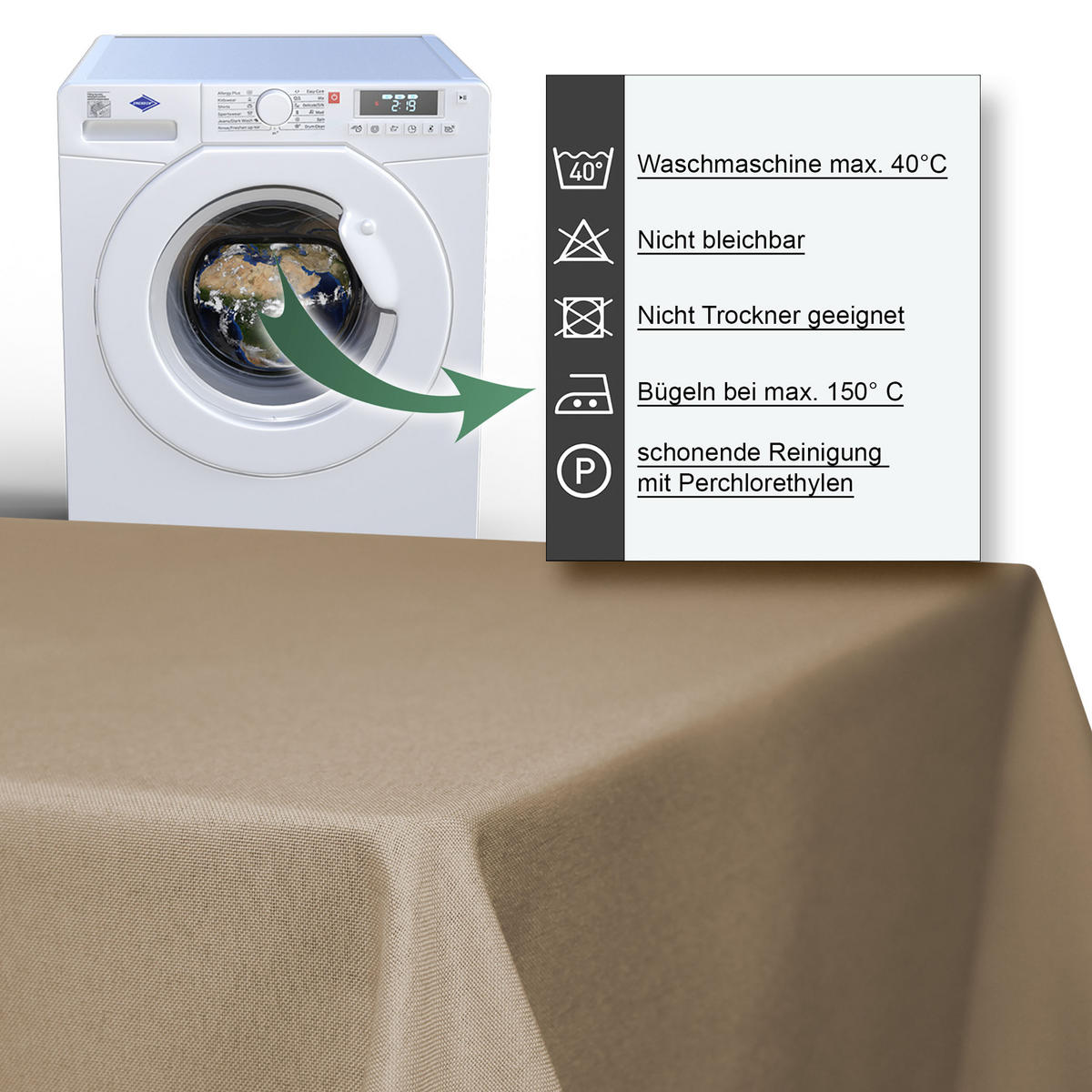 TISCHDECKE Leinenoptik 90/90 cm eckig beige natur - Naturfarben, Kunststoff (90/90cm) - TiborTex