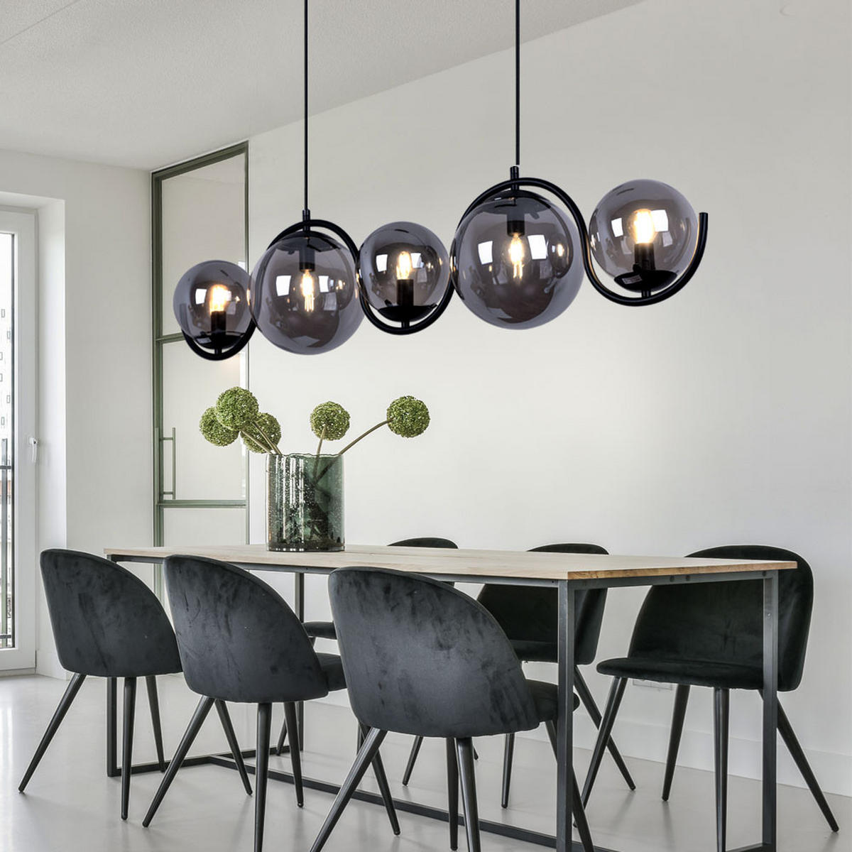 HÄNGELEUCHTE Glas Rauch Schwarz - Schwarz, Glas (100/20/120cm) - Globo Lighting