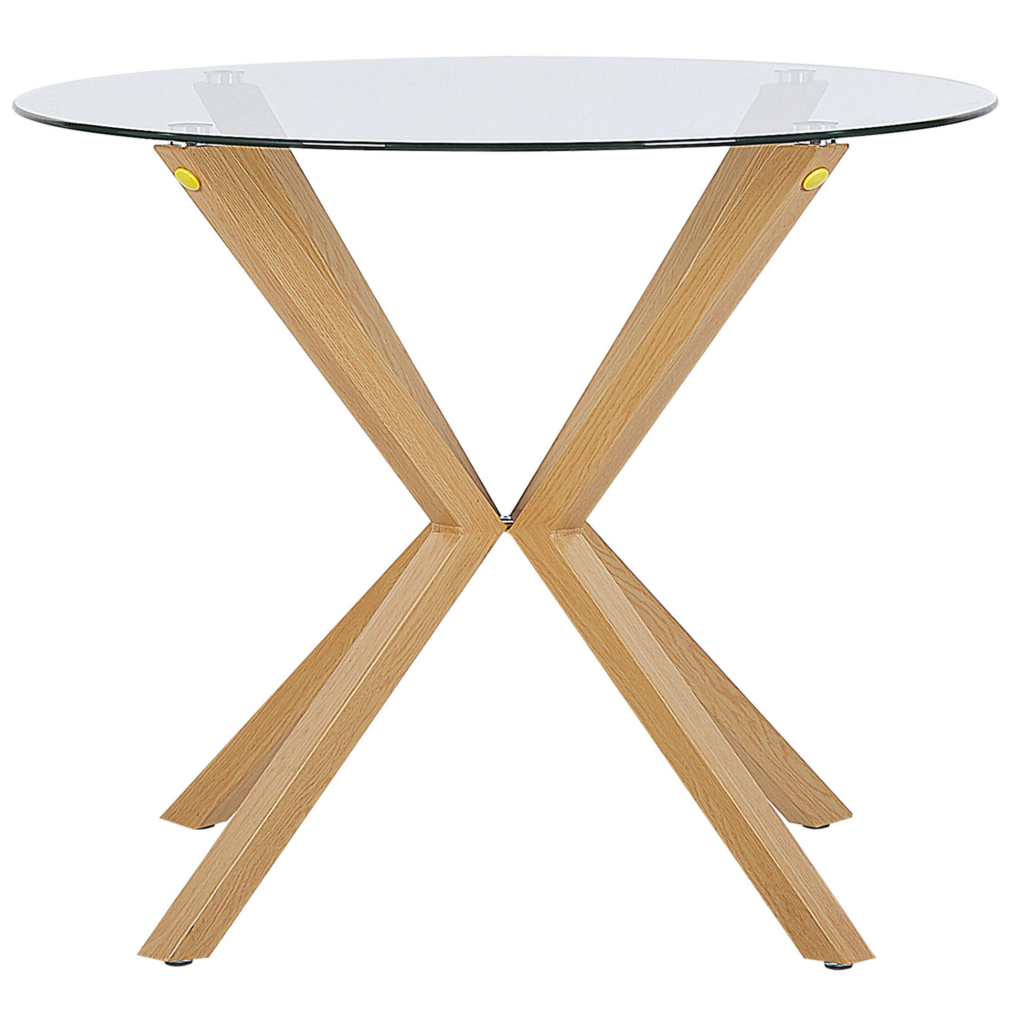 ESSTISCH 90/90/75 cm Transparent, Hellbraun Rund Altura - Transparent, Glas (90/90/75cm) - Beliani