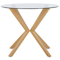 ESSTISCH 90/90/75 cm Transparent, Hellbraun Rund Altura - Transparent, Glas (90/90/75cm) - Beliani