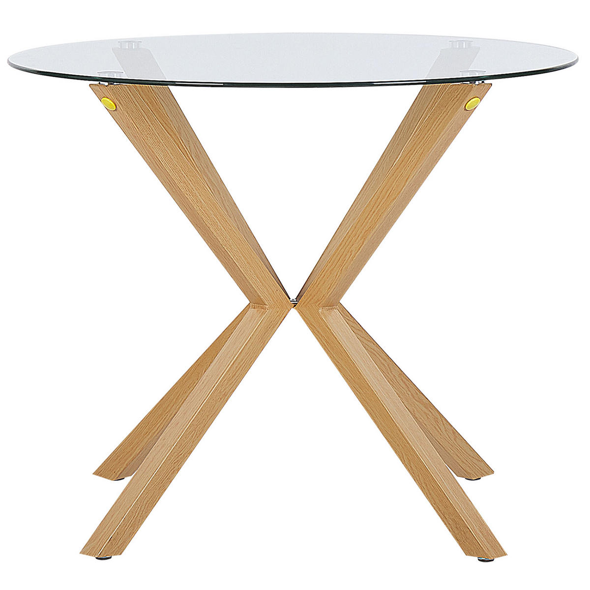 ESSTISCH 90/90/75 cm Transparent, Hellbraun Rund Altura - Transparent, Glas (90/90/75cm) - Beliani