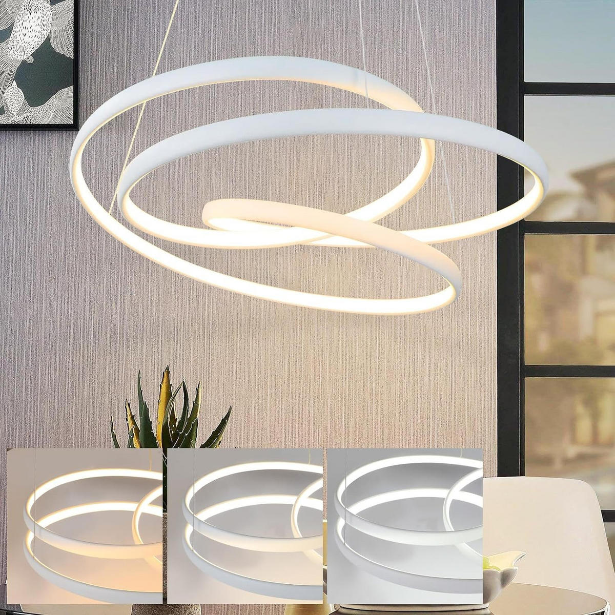 LED-PENDELLEUCHTE Elowynne 50/50/150 cm - Weiß, Metall (50/50/150cm) - ZMH