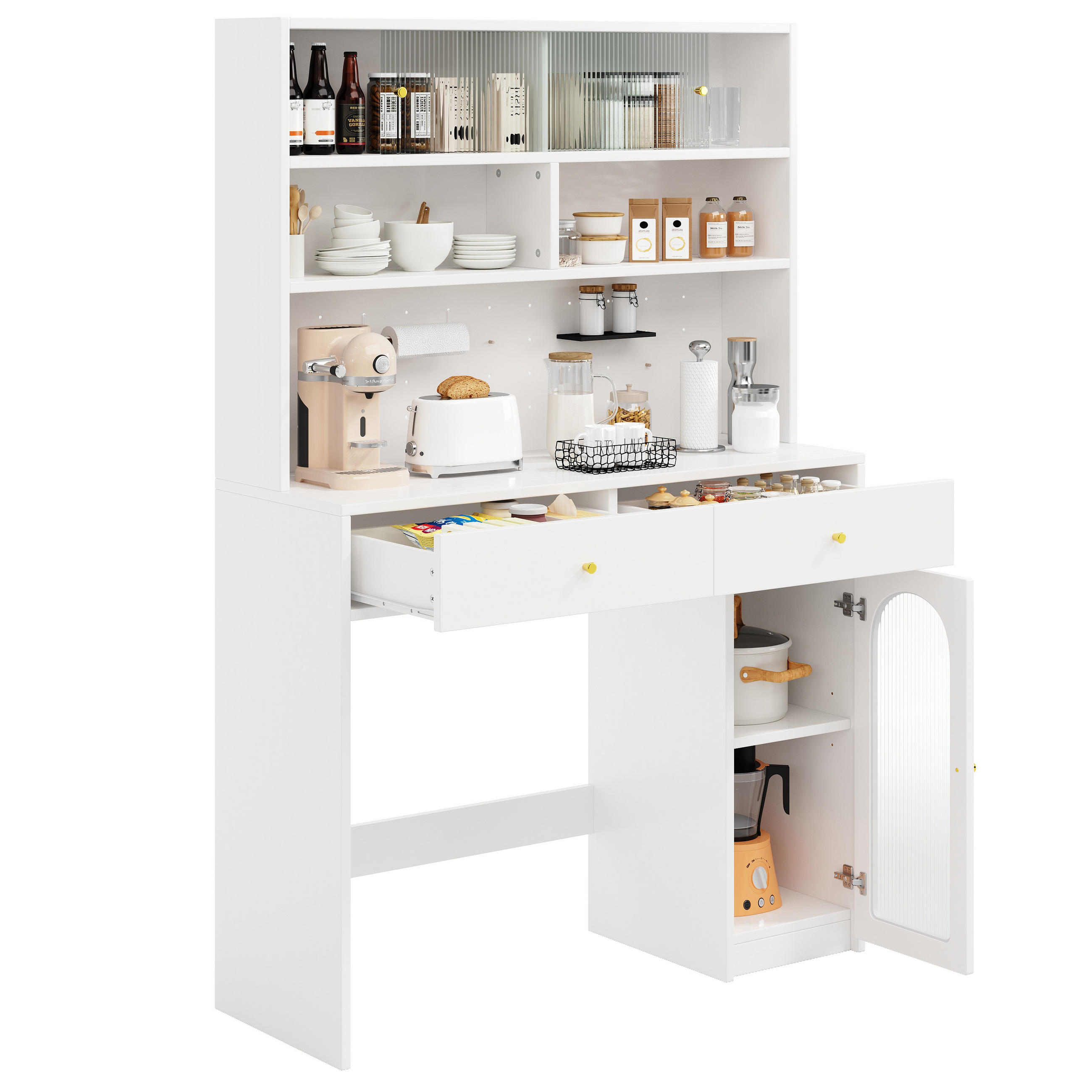 BUFFET 120/45/180 cm weiß aus MDF mit Hakenleiste - Weiß, Holzwerkstoff (120/180/45cm) - OKWISH