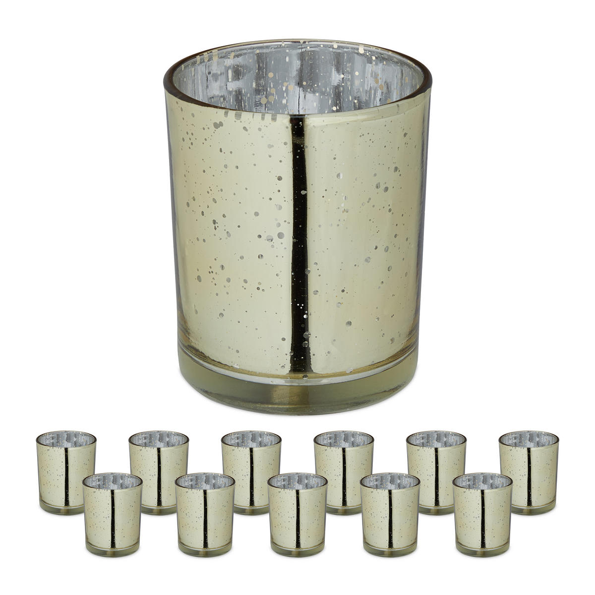 12xTEELICHTGLAS - Multicolor, Glas (8.5cm) - Relaxdays