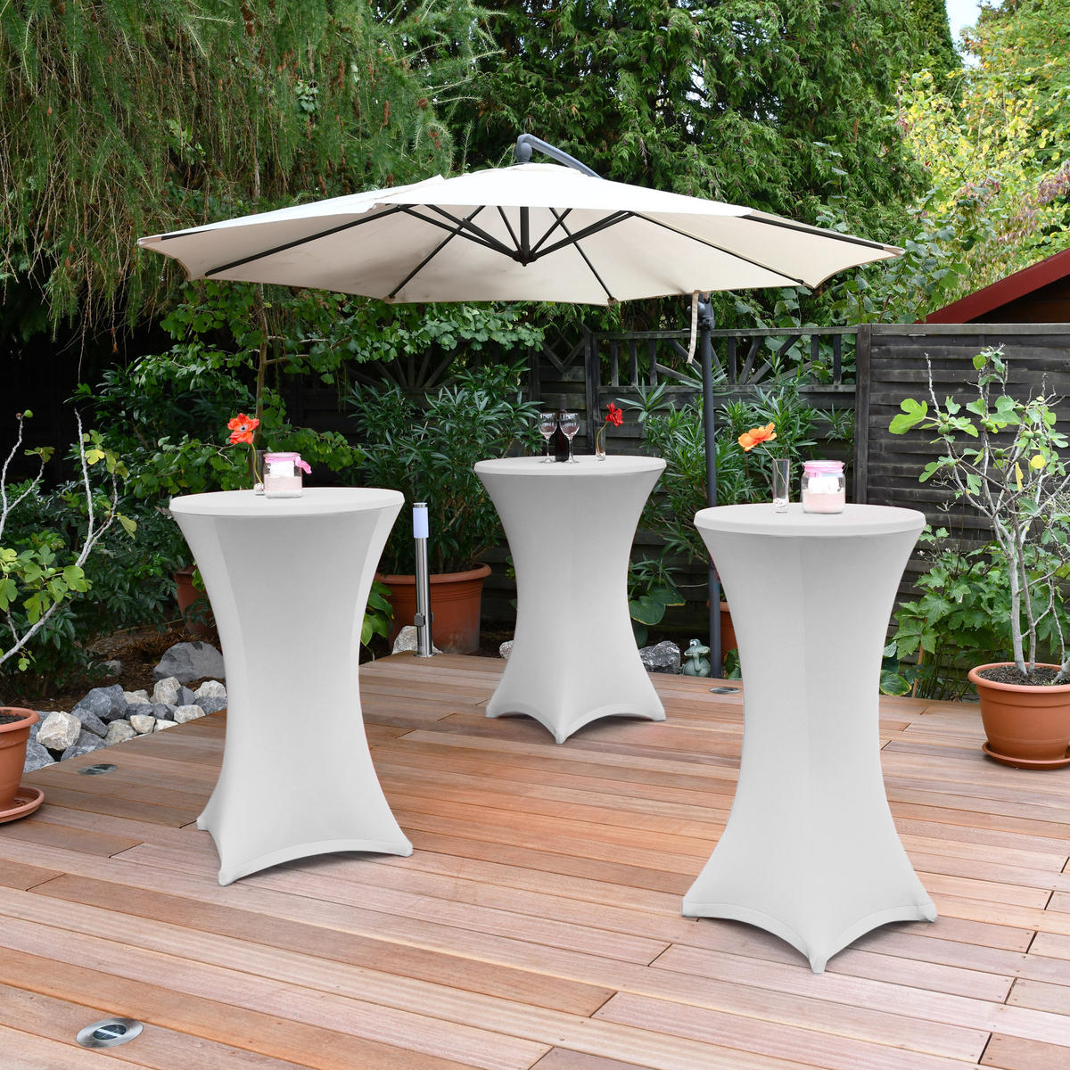 STEHTISCHHUSSE Stella Ø 80 cm Weiß (2tlg) - Weiß, Textil (80/120cm)