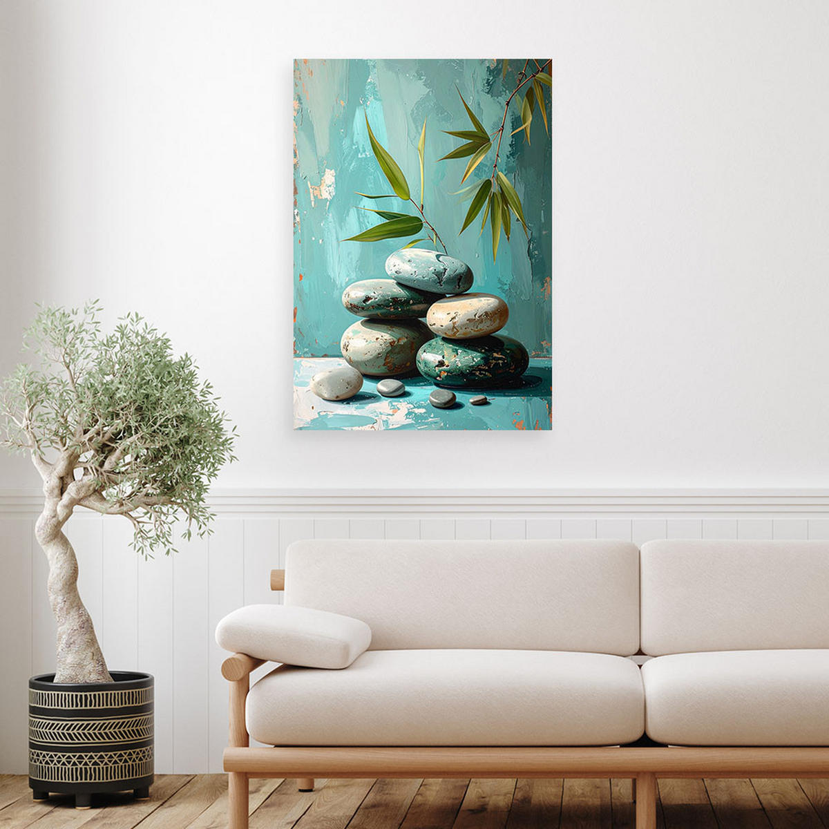 LEINWANDBILD Zen und Orientalisch 40x60cm - Türkis, Textil (40/60cm) - Feeby