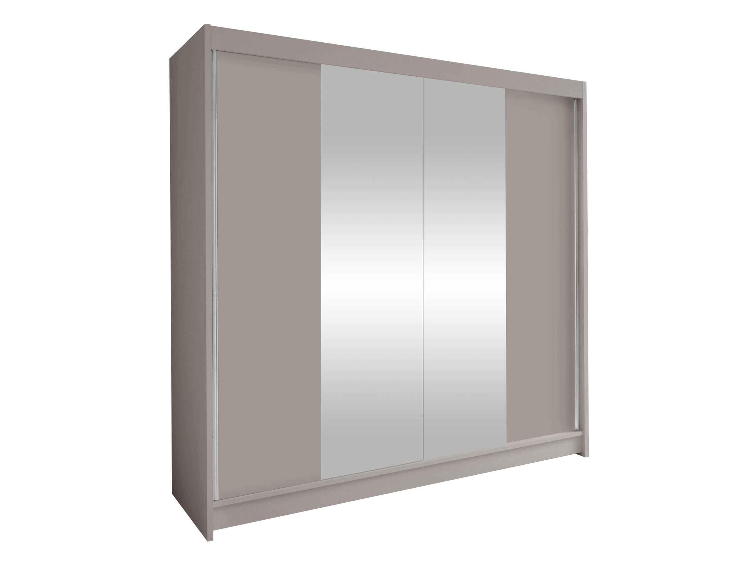 SCHWEBETÜRENSCHRANK Talin II - Kaschmir/Silberfarben, Holzwerkstoff/Metall (180/215/58cm) - MIRJAN24