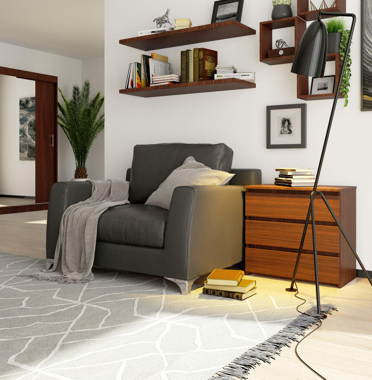 NACHTSCHRANK Wengefarben 60x35x57 cm - Wengefarben/Sonoma Eiche, Holzwerkstoff (60/57/35cm) - Akord