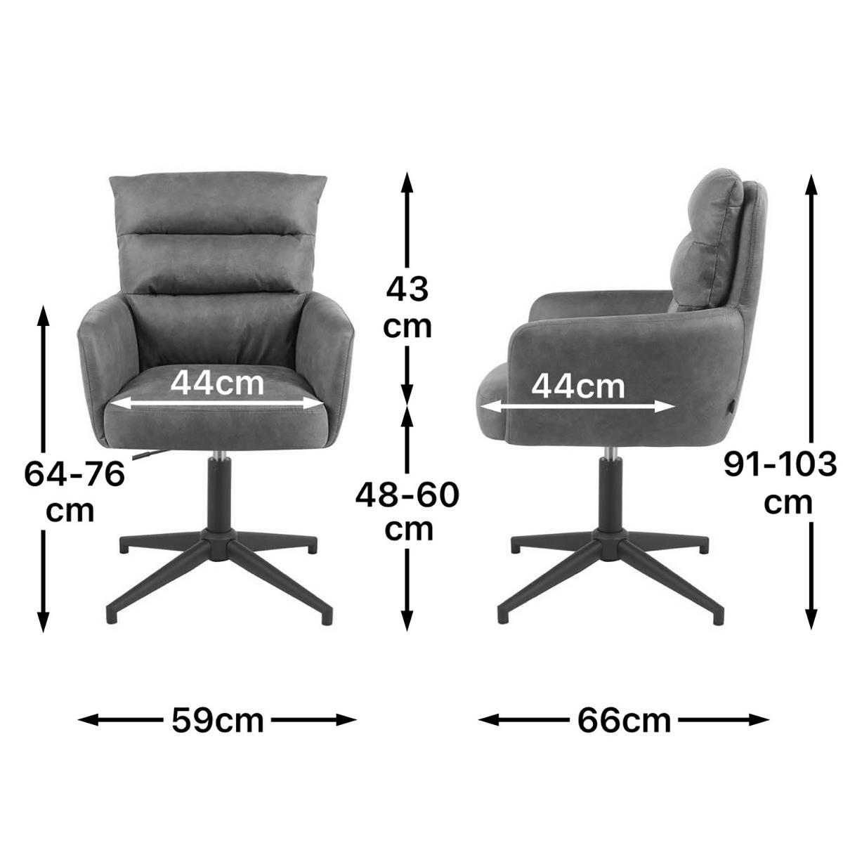 BÜROSTUHL Mika-Romy - Creme/Schwarz, Textil/Metall (59/91/66cm) - DUBI Möbel