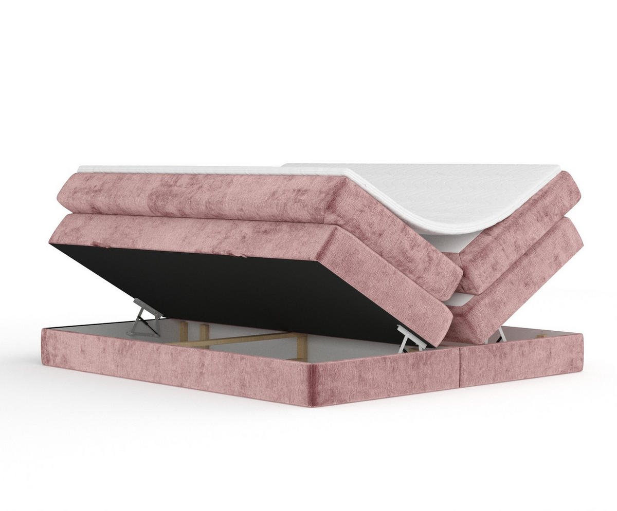 BOXSPRINGBETT Juniper Rosa 140/200 cm - Schwarz/Rosa, Holz/Holzwerkstoff (140/200cm) - Maison de Reve