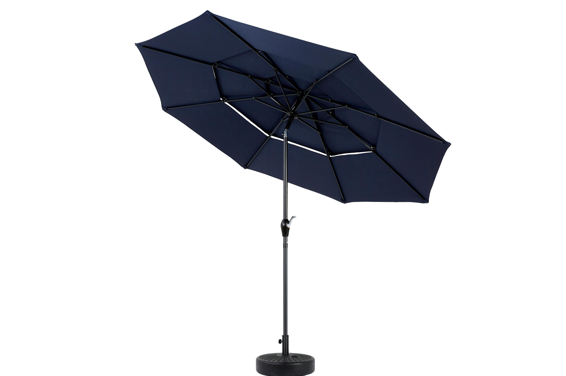 SONNENSCHIRM rund 300 cm in Marineblau mit Kurbel und Neigefunktion - Blau, Metall (294/294cm) - BEAOK