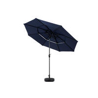 SONNENSCHIRM rund 300 cm in Marineblau mit Kurbel und Neigefunktion - Blau, Metall (294/294cm) - BEAOK
