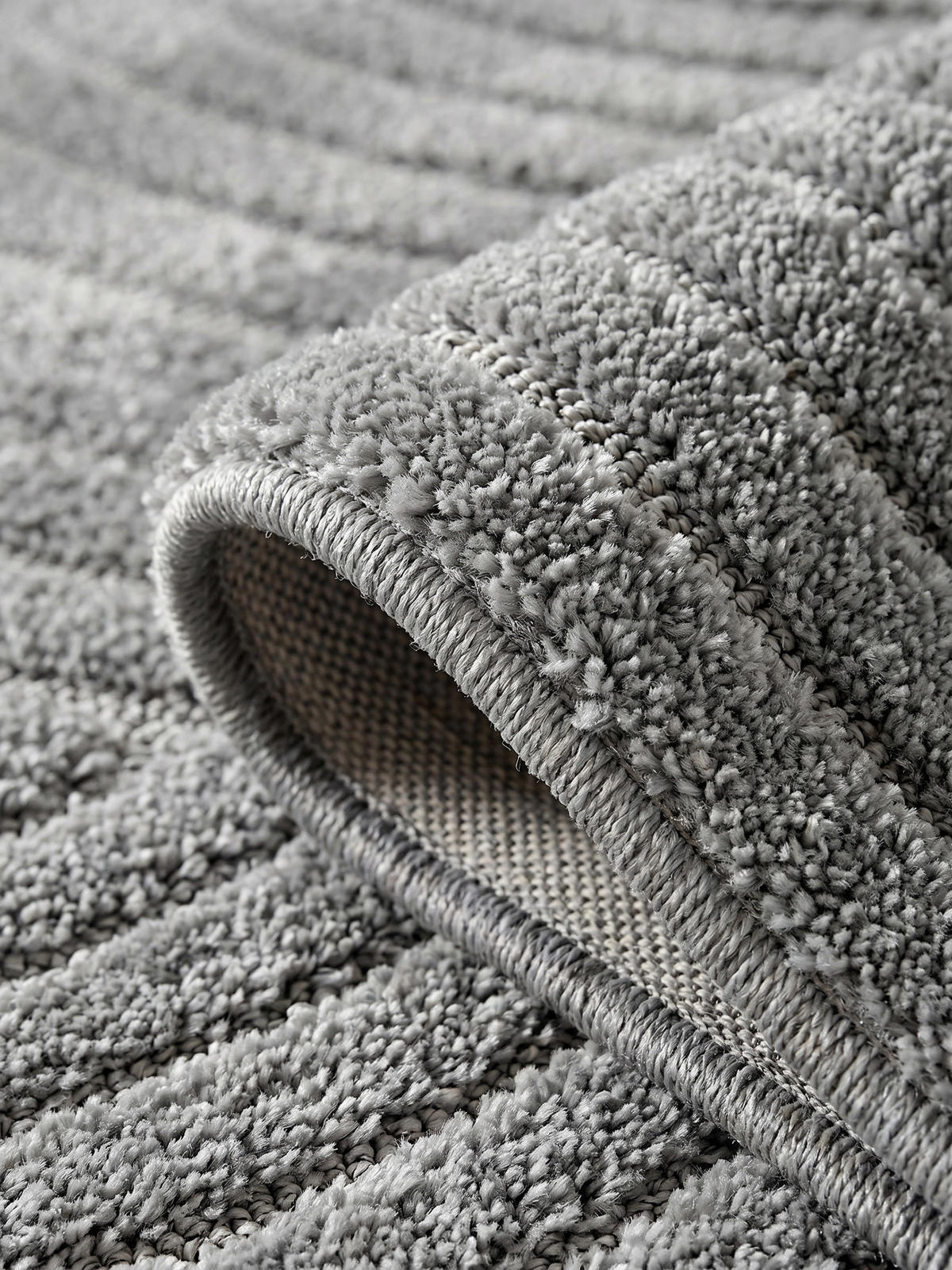 TEPPICH Wohnzimmer Hoch-Tief 3D-Effekt Organische Bögen mit 3D-Effekt OEKO-TEX 3D-Relief Boho Silber 200x290 – RIGI - Silberfarben, Textil (200/290cm) - KADIMA DESIGN