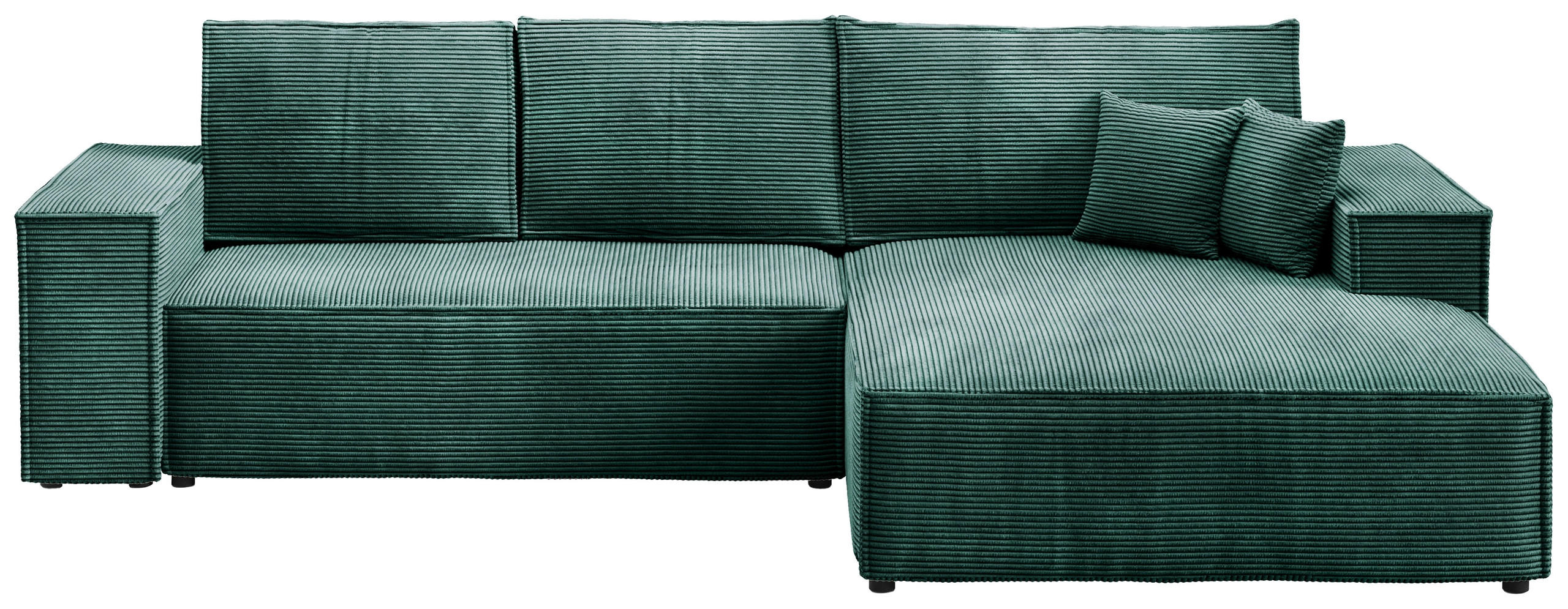 ECKSOFA Pablo mit Schlaffunktion Grün Cord - Grün, Textil (294/185cm) - Bromarkt