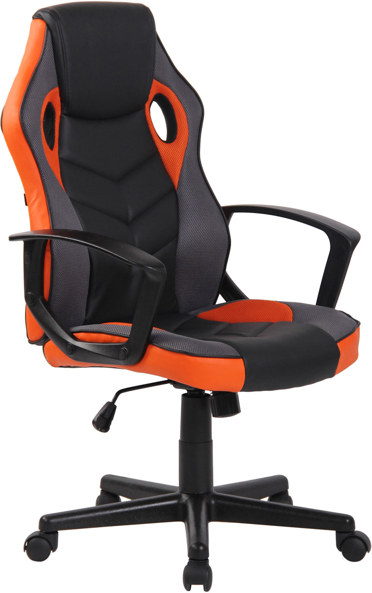 CHEFSESSEL Stoff schwarz/orange - Schwarz/Orange, Kunststoff/Textil (64/107/60cm) - CLP