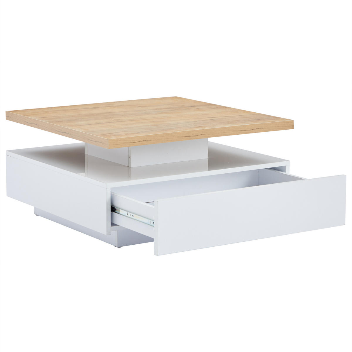 COUCHTISCH Weiß/Walnussfarben, 70/70/36 cm mit Drehfunktion - Walnussfarben, Holzwerkstoff (70/70/36cm) - PANGIVO