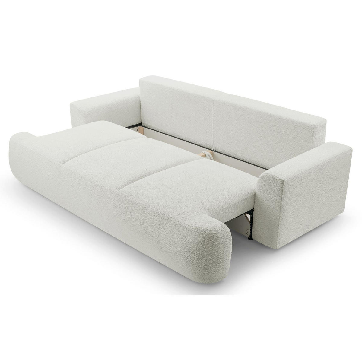 3-SITZER SOFA Barletto Hellbeige Bouclé - Ecru/Schwarz, Holz/Textil (248/94/110cm) - Selsey