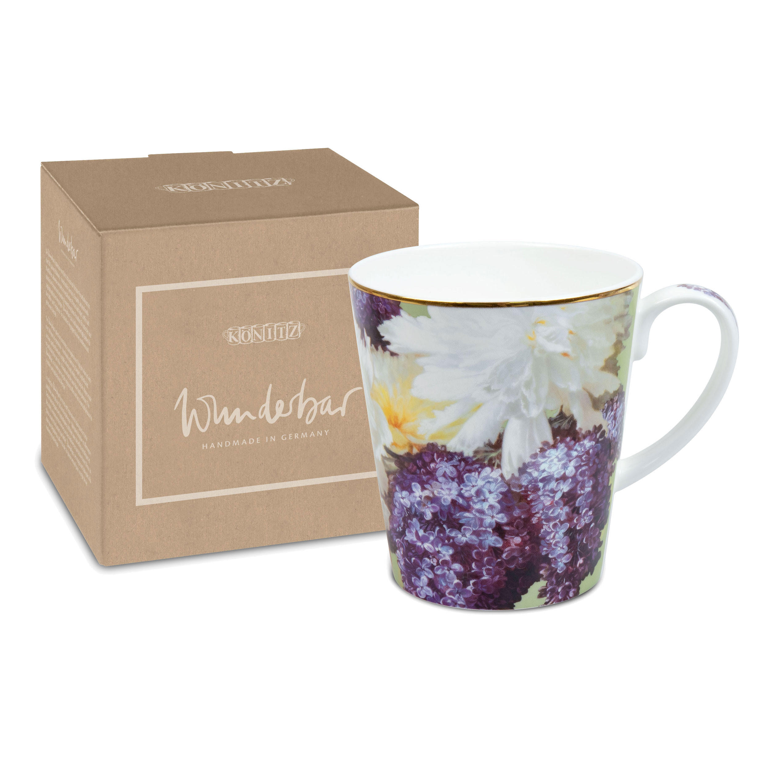 KAFFEEBECHER Wunderbar Flourish - Lilac, mit Geschenkbox - Naturfarben, Keramik (0.6L) - Könitz