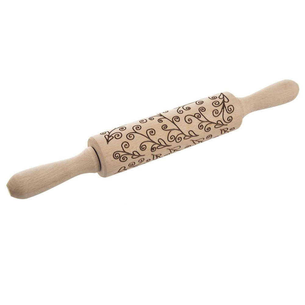NUDELHOLZ Dekorativer aus Holz mit drehbarem Stiel 33 cm - Buchefarben, Holz (4.5cm) - Orion 