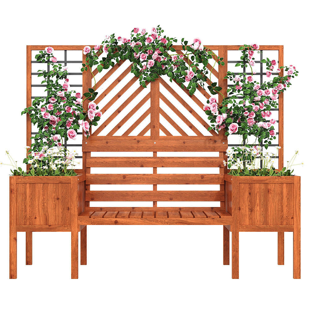 BLUMENKASTEN mit viel Platz，Braun Massivholz Tanne - Braun, Holz (42/145/170cm) - KOMHTOM