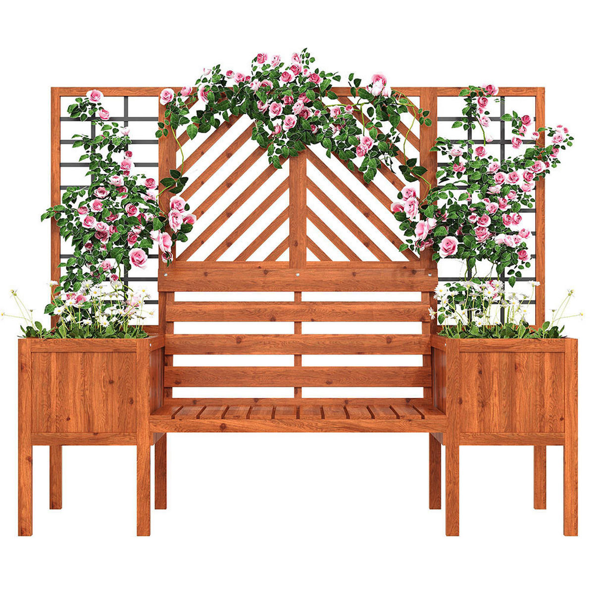 BLUMENKASTEN mit viel Platz，Braun Massivholz Tanne - Braun, Holz (42/145/170cm) - KOMHTOM