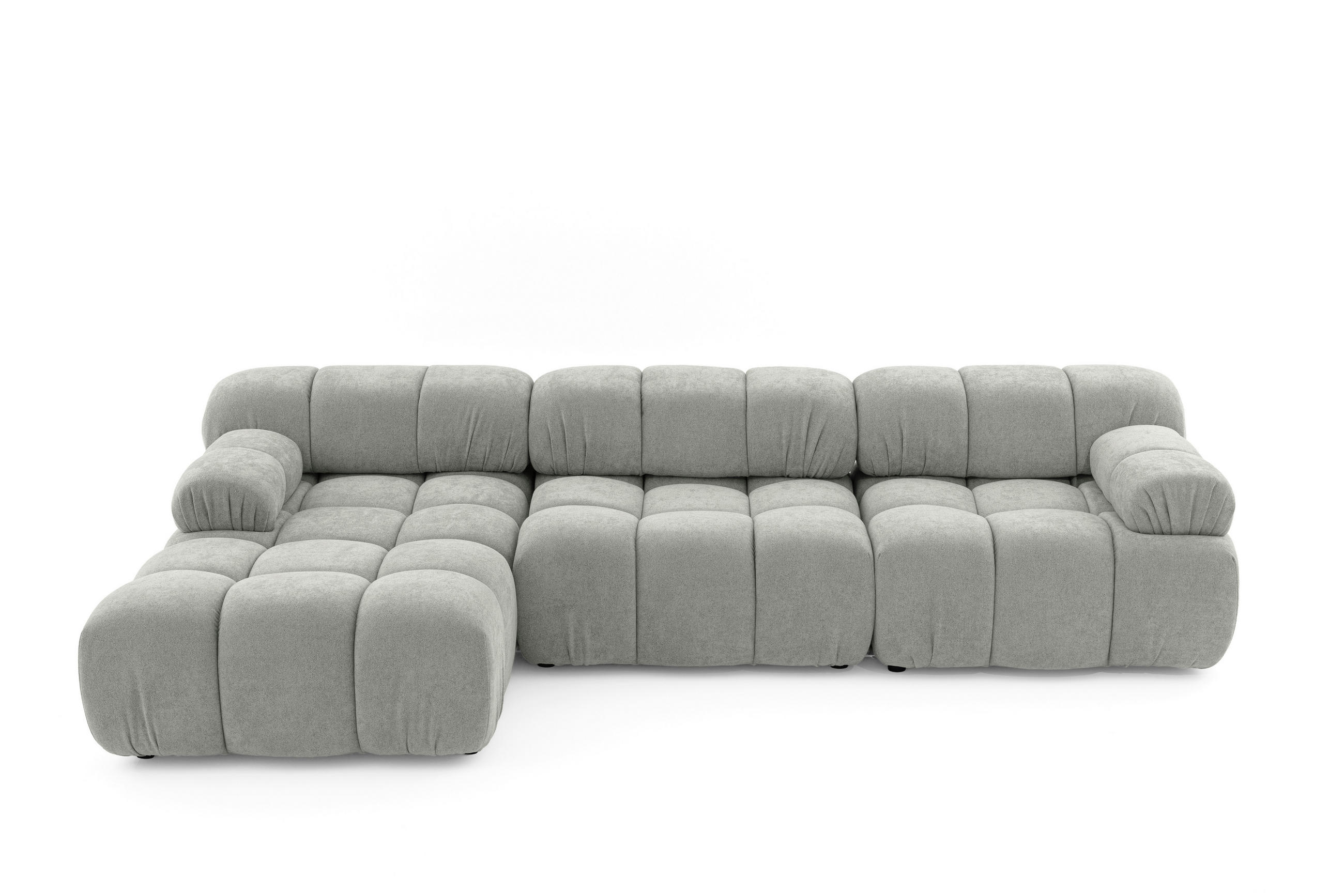 MODULARES Ecksofa MOMENTUM L, Links, Breite 282 cm, strukturierter Stoff, Grau - Chromfarben/Grau, Holz/Textil (282/155cm) - Muffo