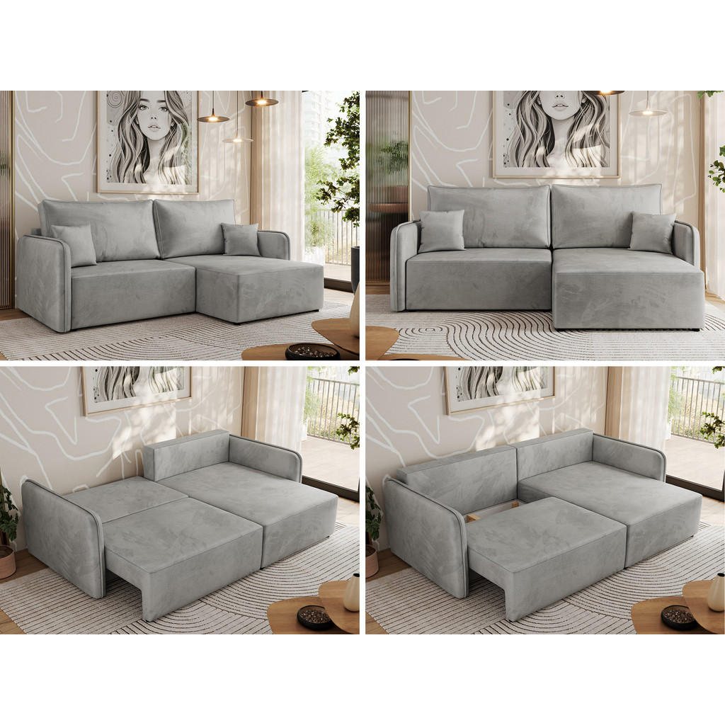 Thumbnail - MKS Eckschlafsofa, Hellgrau, Textil, 3-Sitzer, L-Form,L-Form, 227x147 cm, Oeko-Tex®, Wohnzimmer, Sofas & Couches, Wohnla...