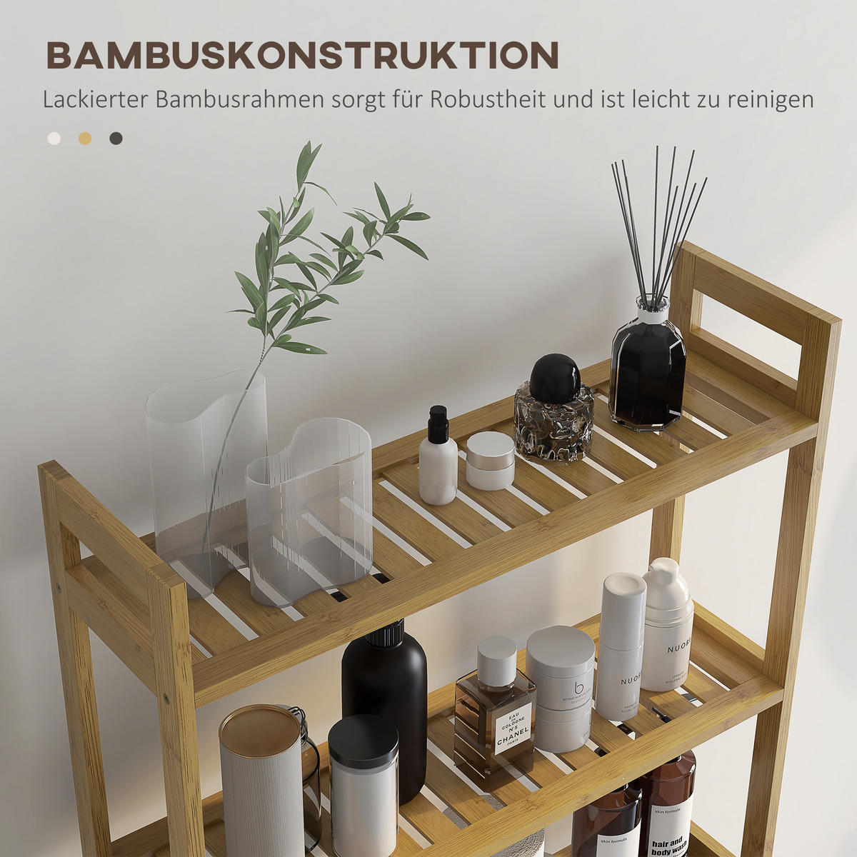 BADEZIMMERREGAL, Bambus, Natur, 68 x 20 x 165 cm - Naturfarben, Holz (20/165/68cm) - Kleankin