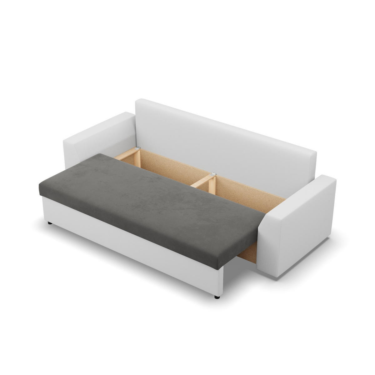 SOFA 3-SITZER MIT SCHLAFFUNKTION LUGO Grau/Weiß - Weiß/Grau, Textil (92/92/232cm) - Mebligo