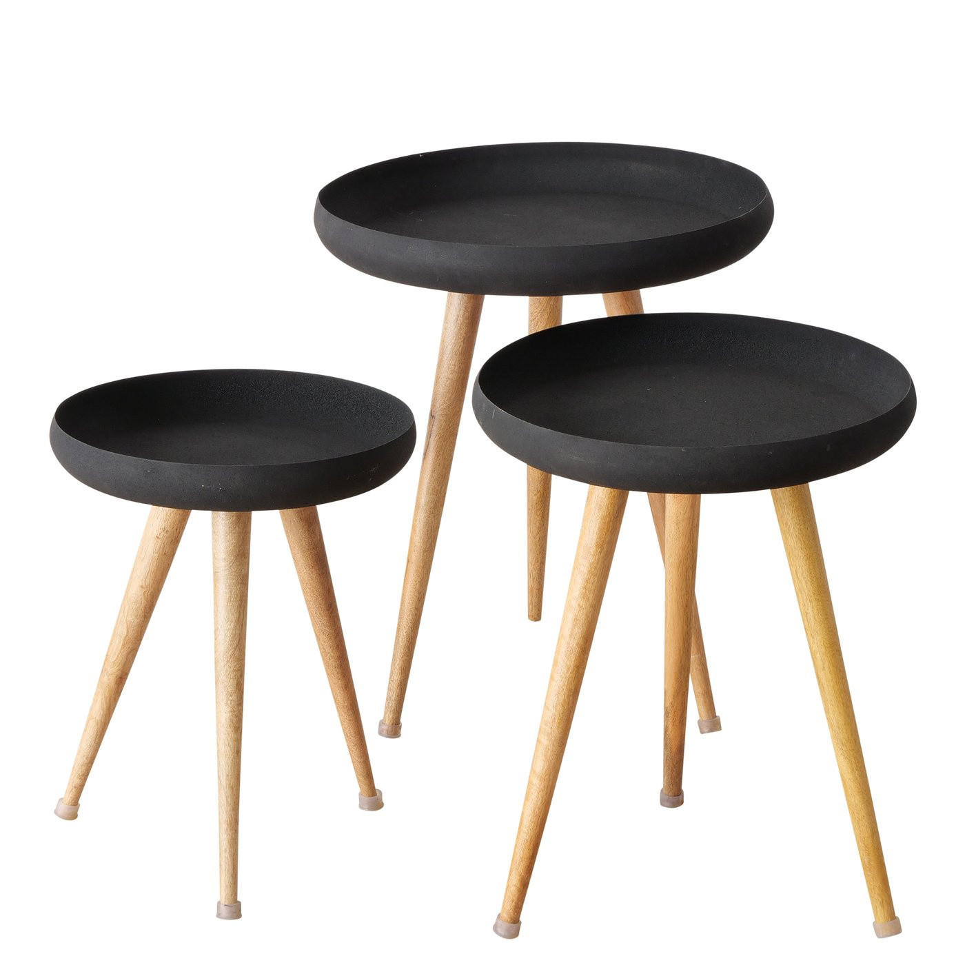 LOFT-KAFFEETISCHE mit schwarzer Platte Masdour Schwarz - Schwarz, Holz (51/51/60cm) - Boltze Home