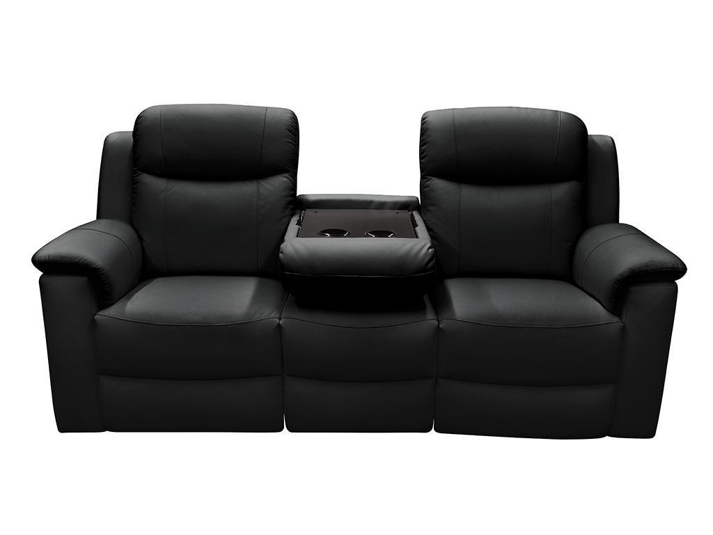 RELAXSOFA Leder 3-Sitzer - Schwarz - EVASION - Schwarz, Leder (96/100/205cm) - Vente-Unique