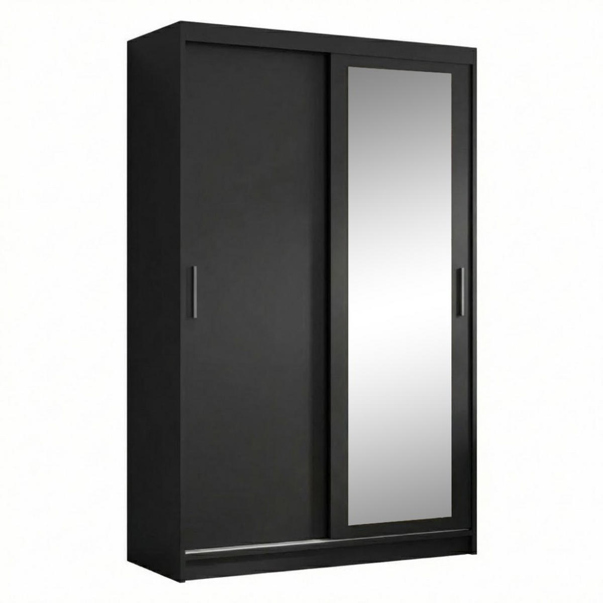 SCHWEBETÜRENSCHRANK Hela 100/205/60 2-türig schwarz mit Schubladen - Schwarz, Holzwerkstoff (100/205/60cm) - Beautysofa