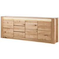 SIDEBOARD Wildeiche 223x40x85 beige geölt KENT #231 - Beige, Holz (223/85/40cm) - Massivmoebel24